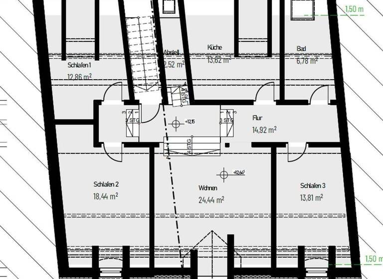 Wohnung zur Miete 1.200 € 4 Zimmer 109 m² 3. Geschoss Elberfeld Wuppertal 42105