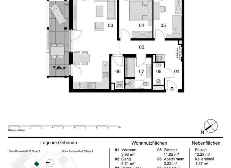 Wohnung zum Kauf - Erstbezug 813.000 € 3 Zimmer 81,3 m² 2. Geschoss Obere Donaustraße Wien 1020