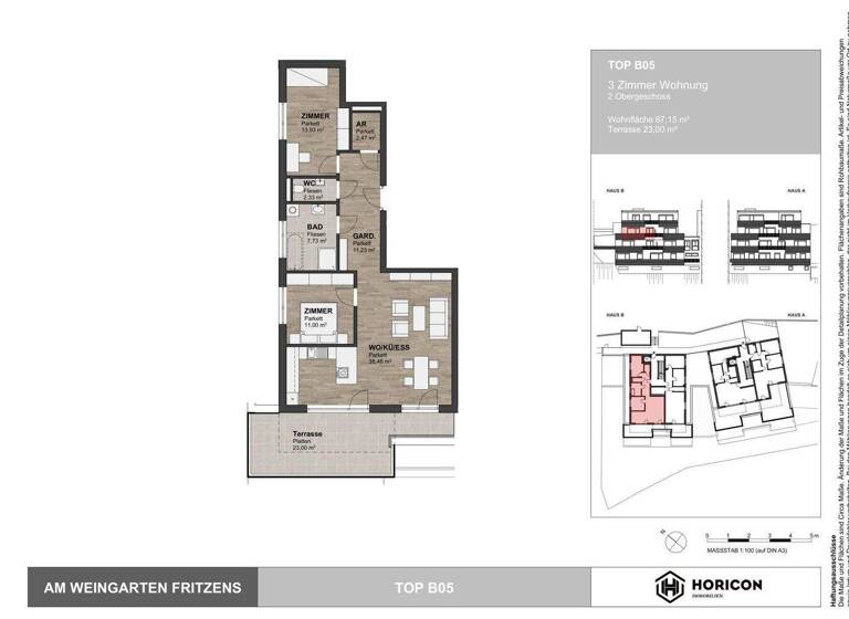Terrassenwohnung zum Kauf 639.000 € 3 Zimmer 87,2 m² 2. Geschoss Fritzens 6122