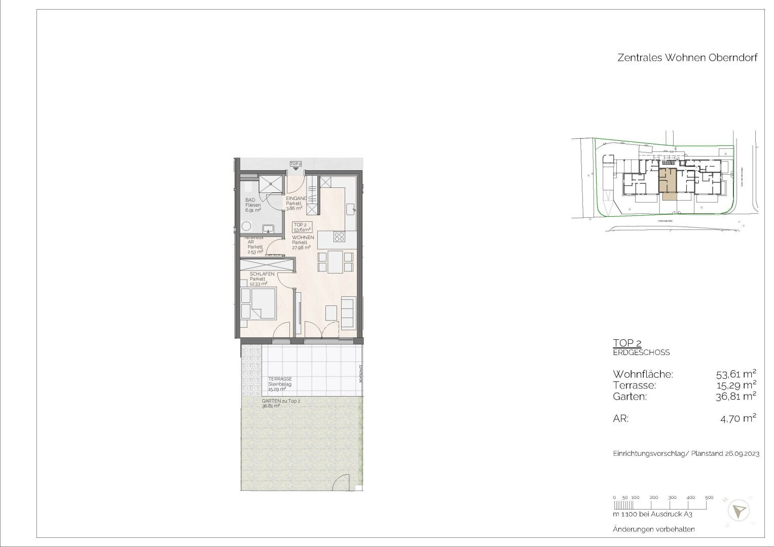 Wohnung zum Kauf 298.411 € 2 Zimmer 50,9 m²<br/>Wohnfläche EG<br/>Geschoss Paracelsusstraße Oberndorf bei Salzburg 5110