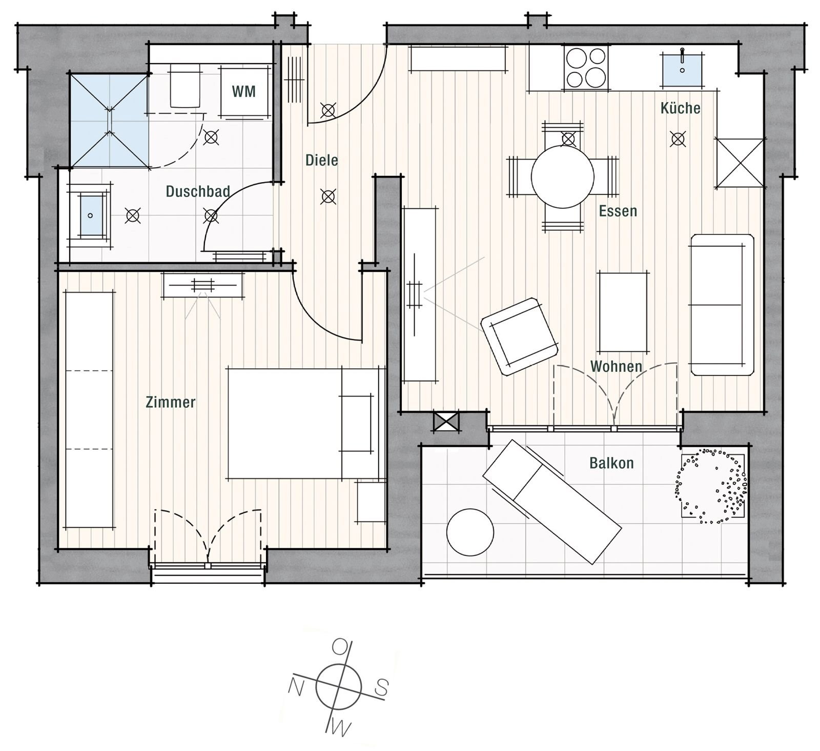 Wohnung zum Kauf provisionsfrei 390.000 € 2 Zimmer 51,4 m²<br/>Wohnfläche EG<br/>Geschoss Zähringen Freiburg im Breisgau 79108