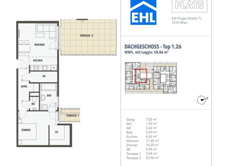 Wohnung zum Kauf - Erstbezug 349.161 € 2 Zimmer 58,9 m² 2. Geschoss Edi-Finger-Straße Wien 1210