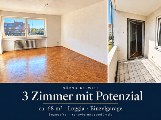 Wohnung zum Kauf 193.800 € 3 Zimmer 68 m² Geschoss 1/7 frei ab sofort Großreuth b Schweinau Nürnberg 90431