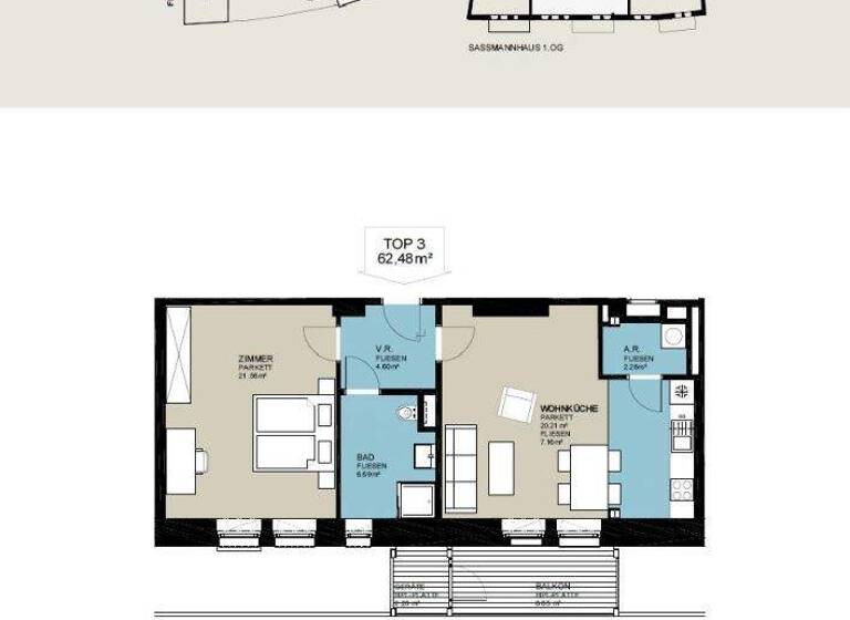 Wohnung zur Miete 705 € 2 Zimmer 62,5 m² 1. Geschoss frei ab 01.05.2026 St. Pölten 3100
