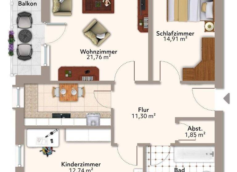 Wohnung zum Kauf 95.000 € 3 Zimmer 76 m² 3. Geschoss Saalfeld Saalfeld/Saale 07318