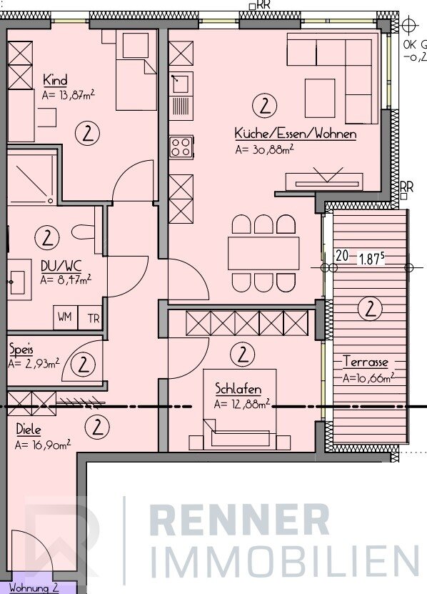 Terrassenwohnung zum Kauf provisionsfrei 530.990 € 3 Zimmer 91,6 m²<br/>Wohnfläche EG<br/>Geschoss Ronhof 154 Fürth 90765