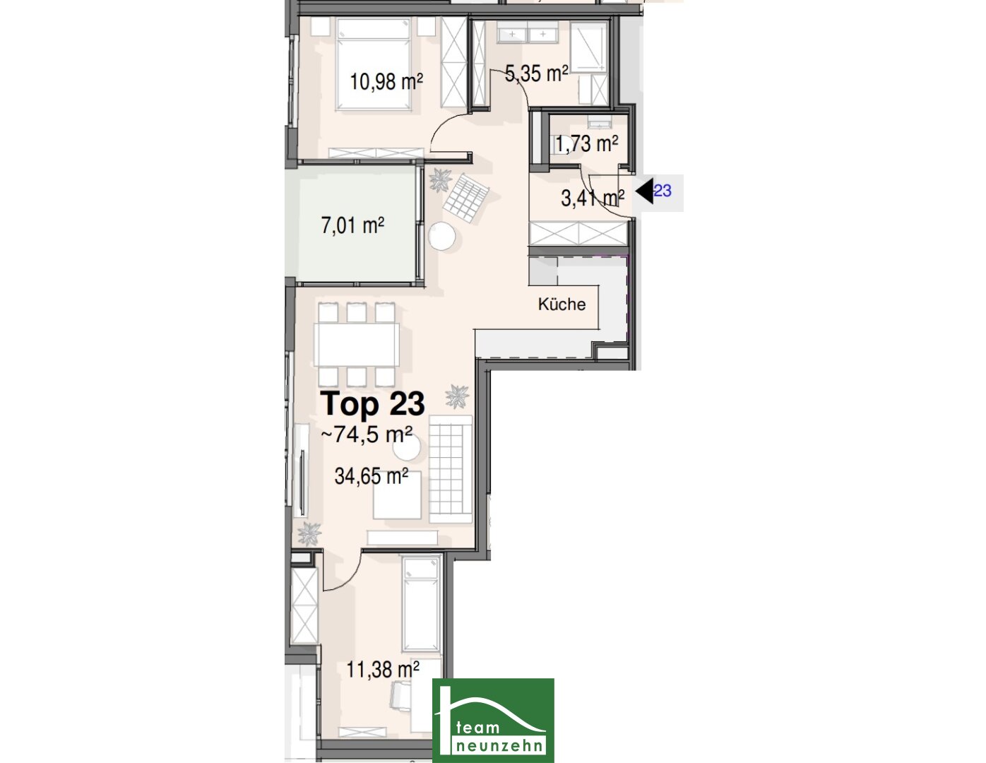 Wohnung zum Kauf 365.000 € 3 Zimmer 67,8 m²<br/>Wohnfläche 2.<br/>Geschoss Bahnhofstraße 22 Strasshof an der Nordbahn 2231