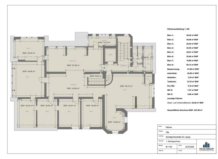 Büro zur Miete provisionsfrei 5.610 € 8 Zimmer 340 m² Bürofläche Schwägrichenstraße 23 Zentrum-Süd Leipzig 04107