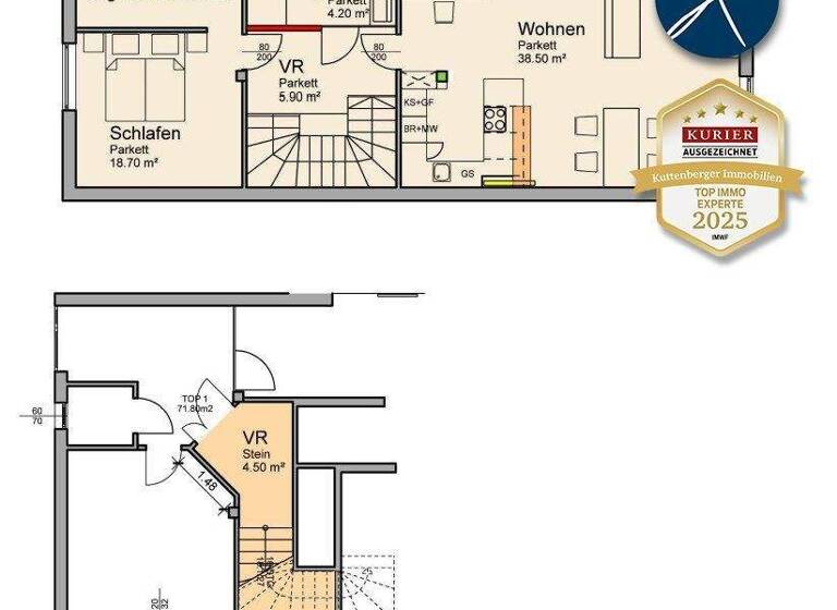 Wohnung zur Miete 685 € 2 Zimmer 72 m² 1. Geschoss frei ab sofort Gobelsburg 3550