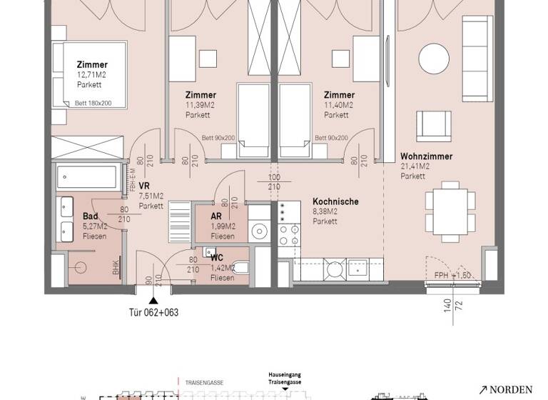 Wohnung zum Kauf - Erstbezug 558.400 € 4 Zimmer 81,5 m² 3. Geschoss frei ab 30.06.2028 Engerthstraße 111 Wien 1200