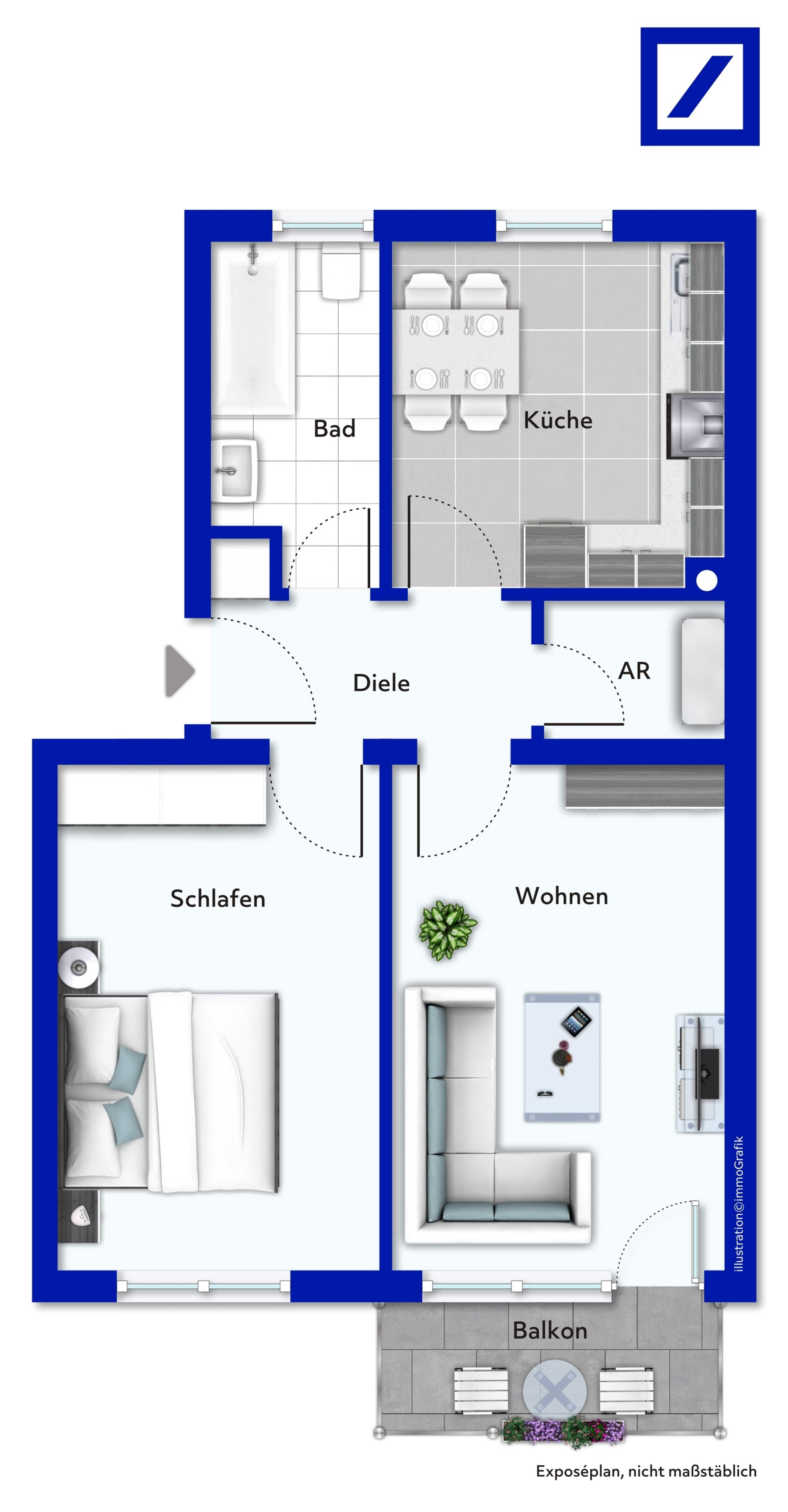 Wohnung zum Kauf 185.000 € 2 Zimmer 52,3 m²<br/>Wohnfläche Haunstetten - Süd Augsburg 86179