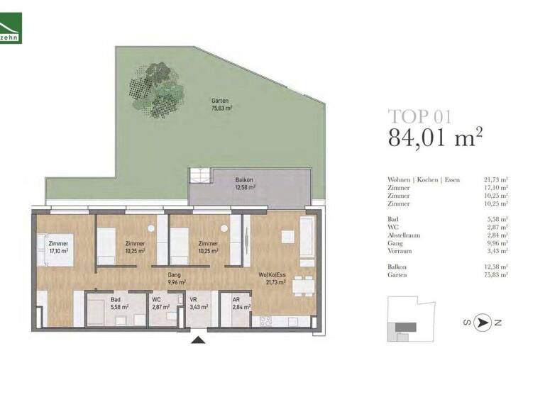 Wohnung zum Kauf provisionsfrei 395.492 € 4 Zimmer 84 m² EG Eggenberg Graz 8020