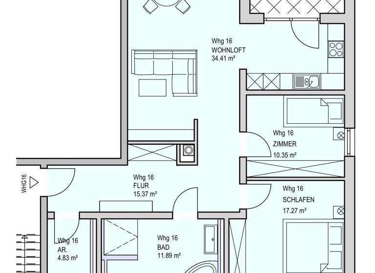 Wohnung zur Miete - Erstbezug 1.260 € 3 Zimmer 98,7 m² 1. Geschoss frei ab sofort Tüßling 84577