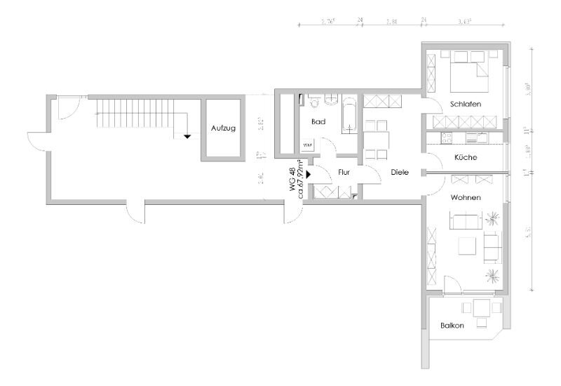 Wohnung zur Miete 840 € 2 Zimmer 67,9 m²<br/>Wohnfläche EG<br/>Geschoss Flamweg 1 Wahlbezirk 02 Elmshorn 25335