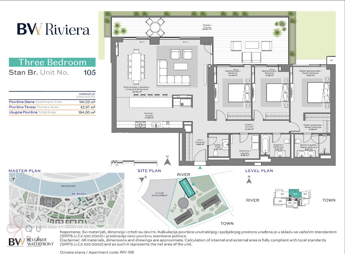 Wohnung zum Kauf provisionsfrei 1.168.888 € 4 Zimmer 141,5 m²<br/>Wohnfläche Belgrad Waterfront 11000