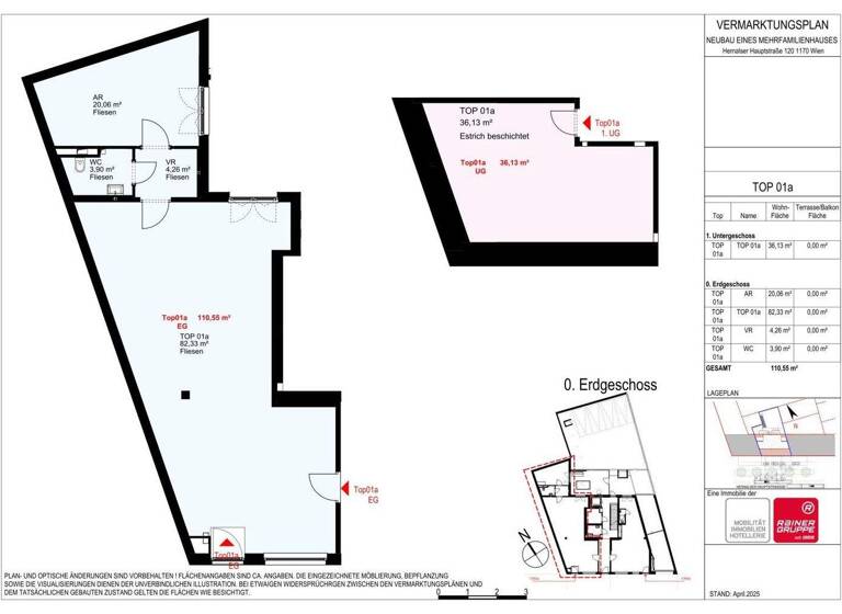 Ladenfläche zur Miete - Erstbezug 2.536 € 2 Zimmer 110,6 m² Verkaufsfläche Wien 1170