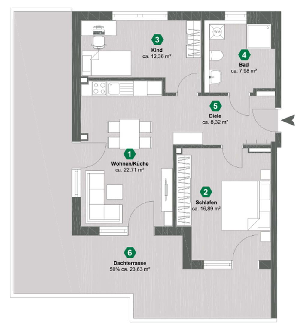 Penthouse zum Kauf provisionsfrei 445.000 € 3 Zimmer 92 m²<br/>Wohnfläche 2.<br/>Geschoss 31.10.2025<br/>Verfügbarkeit Zollhausstraße Aitrach Aitrach 88319