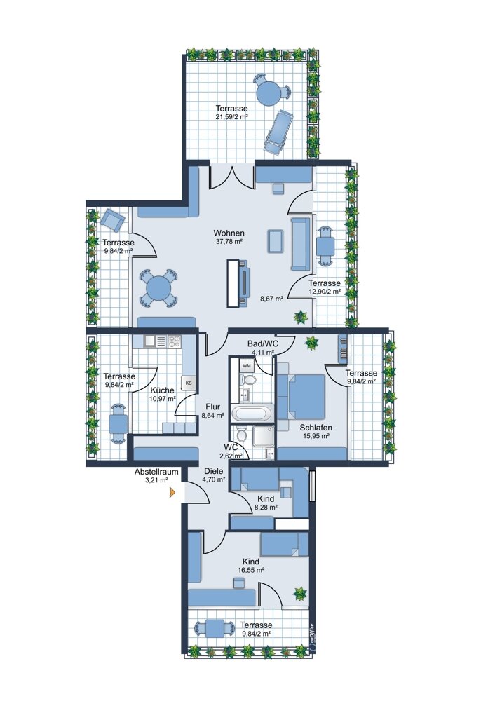 Penthouse zum Kauf 495.000 € 4,5 Zimmer 158 m²<br/>Wohnfläche 7.<br/>Geschoss ab sofort<br/>Verfügbarkeit Oststadt - Nördlicher Teil Karlsruhe / Oststadt 76131