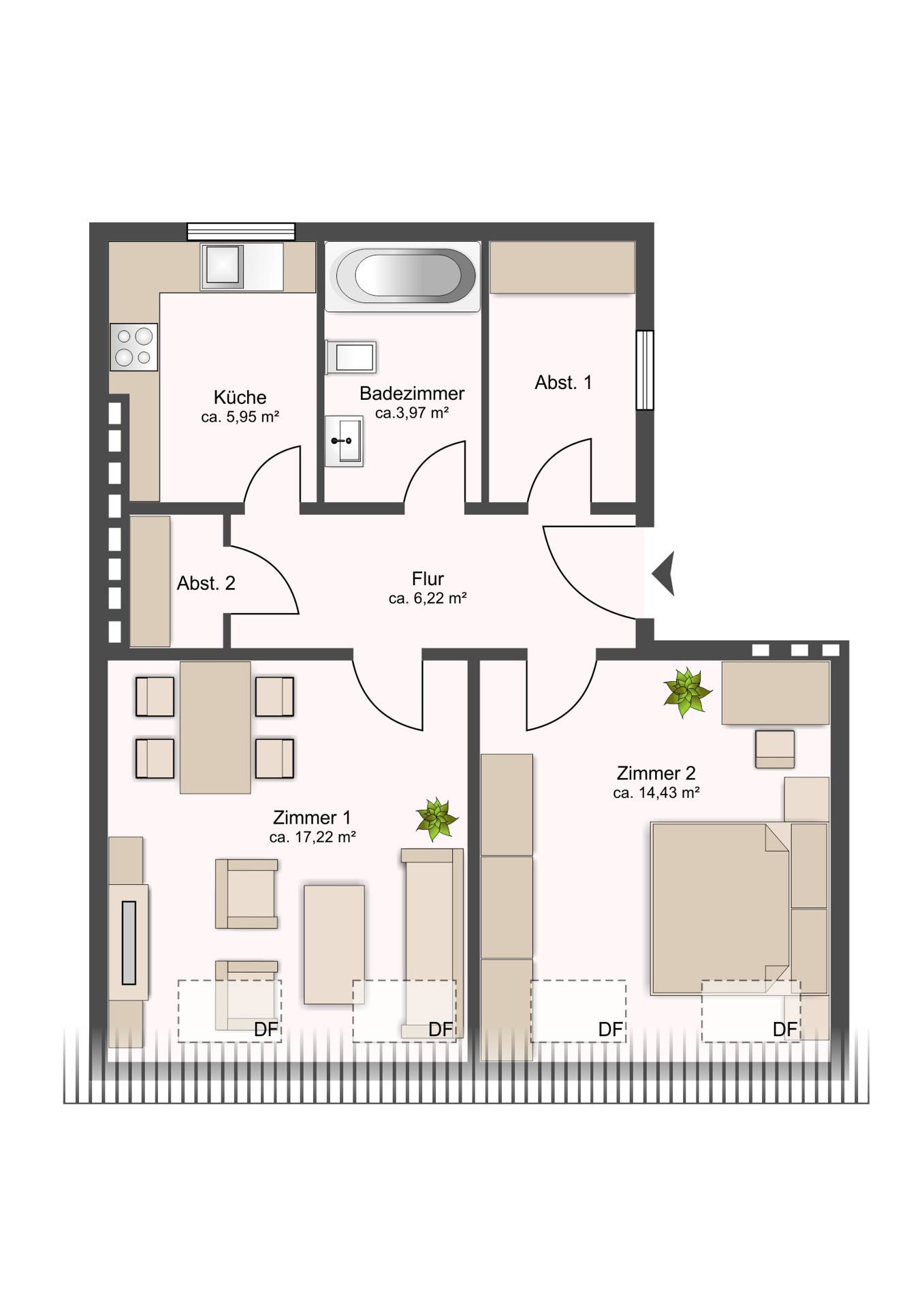 Wohnung zum Kauf 365.000 € 2 Zimmer 49,1 m²<br/>Wohnfläche Barmbek - Süd Hamburg 22085