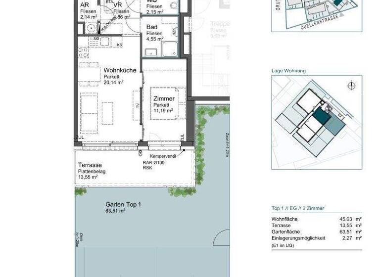 Wohnung zum Kauf - Erstbezug provisionsfrei 273.675 € 2 Zimmer 45 m² EG Guntramsdorfer Straße 2c Mödling 2340