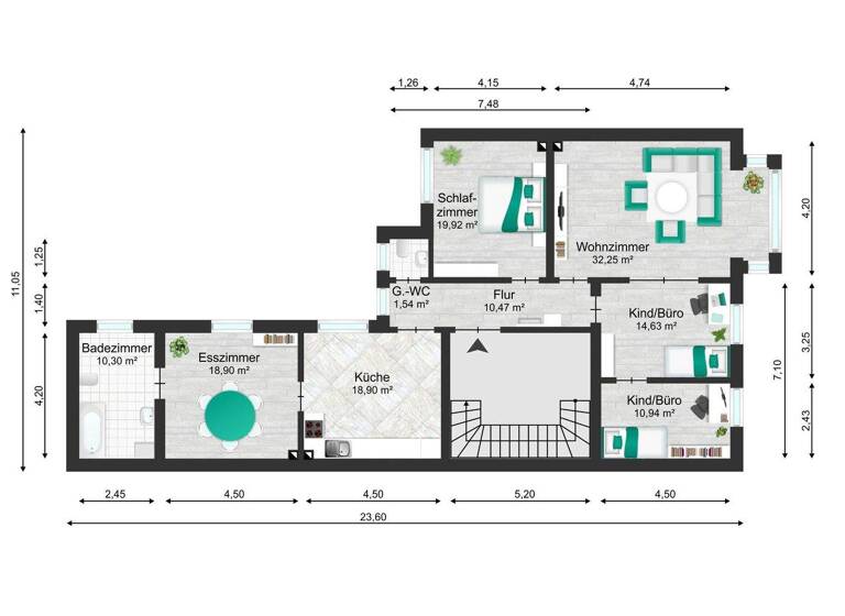 Wohnung zur Miete 875 € 5 Zimmer 135 m² 2. Geschoss Innen Remscheid-Innenstadt945 42853