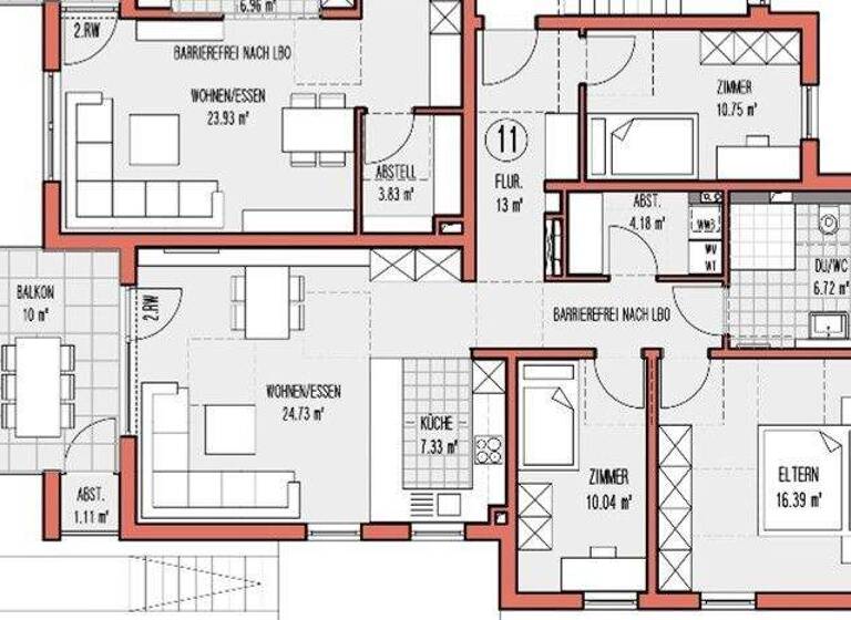 Wohnung zur Miete - Erstbezug 1.580 € 4 Zimmer 97 m² 1. Geschoss frei ab 01.06.2026 Waldrems Backnang 71522