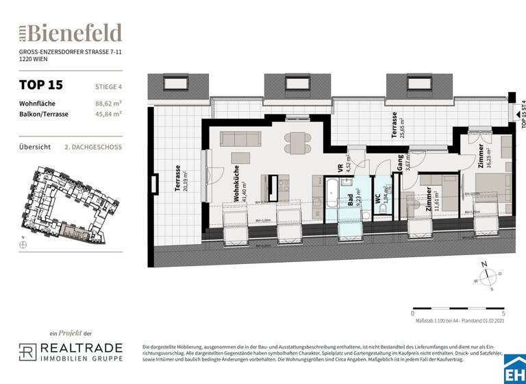 Wohnung zum Kauf - Erstbezug 359.300 € 3 Zimmer 88,6 m² 3. Geschoss Groß-Enzersdorfer Straße Wien 1220