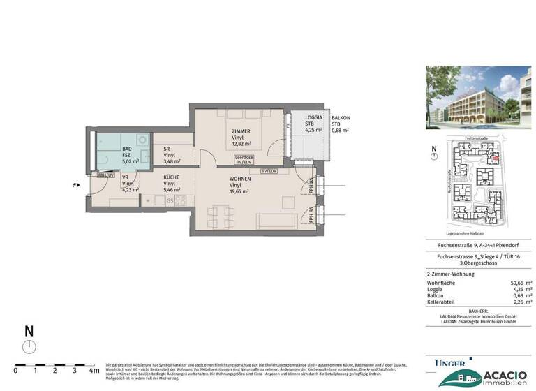 Studio zur Miete - Erstbezug 541 € 1 Zimmer 50,7 m² 3. Geschoss Pixendorf 3451