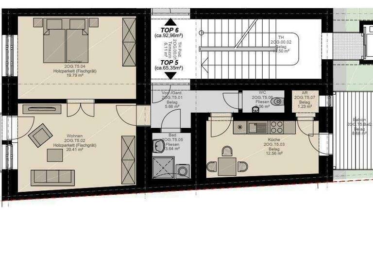 Wohnung zum Kauf - Erstbezug 375.000 € 2 Zimmer 63,4 m² 1. Geschoss Sankt Leonhard Graz,06.Bez.:Jakomini 8010