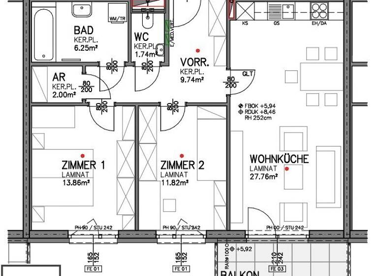 Wohnung zur Miete - Erstbezug 843 € 3 Zimmer 73,2 m² 2. Geschoss Am Bahndamm Eisenstadt 7000