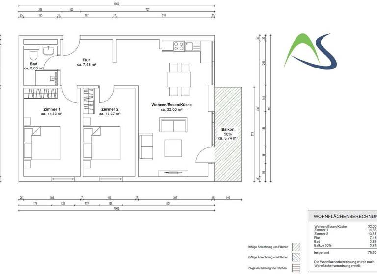 Wohnung zum Kauf 329.000 € 3 Zimmer 75,6 m² 5. Geschoss Westenviertel Regensburg 93049