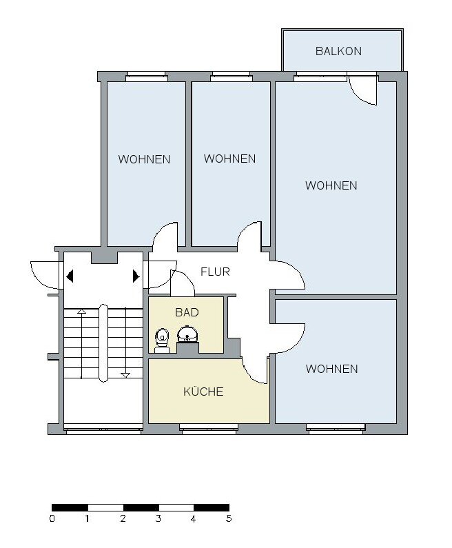 Wohnung zur Miete 411 € 4 Zimmer 71,6 m²<br/>Wohnfläche 5.<br/>Geschoss Humboldtstraße 39 Stadtgebiet Ost Neubrandenburg 17036