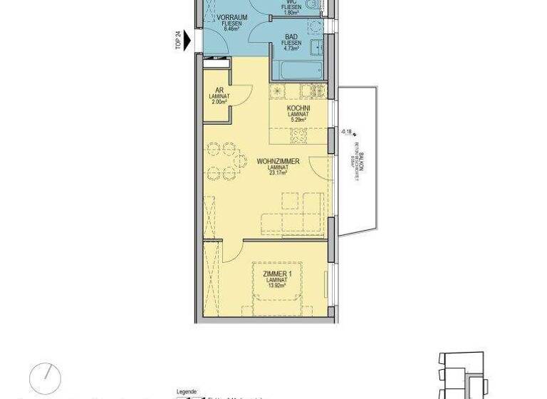 Wohnung zur Miete - Erstbezug 733 € 2 Zimmer 57,4 m² 3. Geschoss Stadionstraße Wiener Neustadt 2700