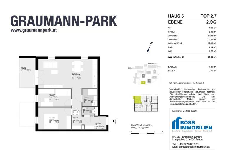 Wohnung zum Kauf - Erstbezug 382.600 € 3 Zimmer 65,6 m² 2. Geschoss Graumannpark 5 Traun 4050