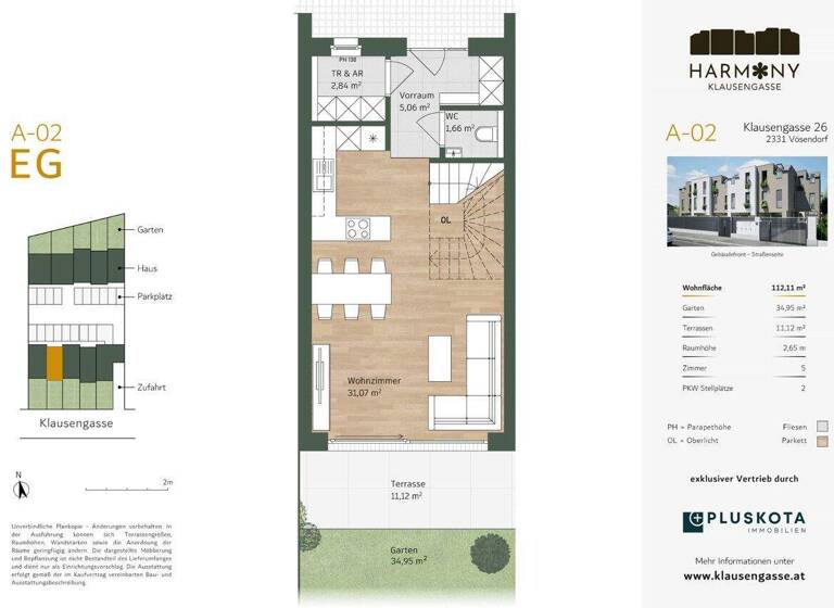 Reihenmittelhaus zum Kauf - Erstbezug 690.000 € 5 Zimmer 112,1 m² Niederösterreich 2331