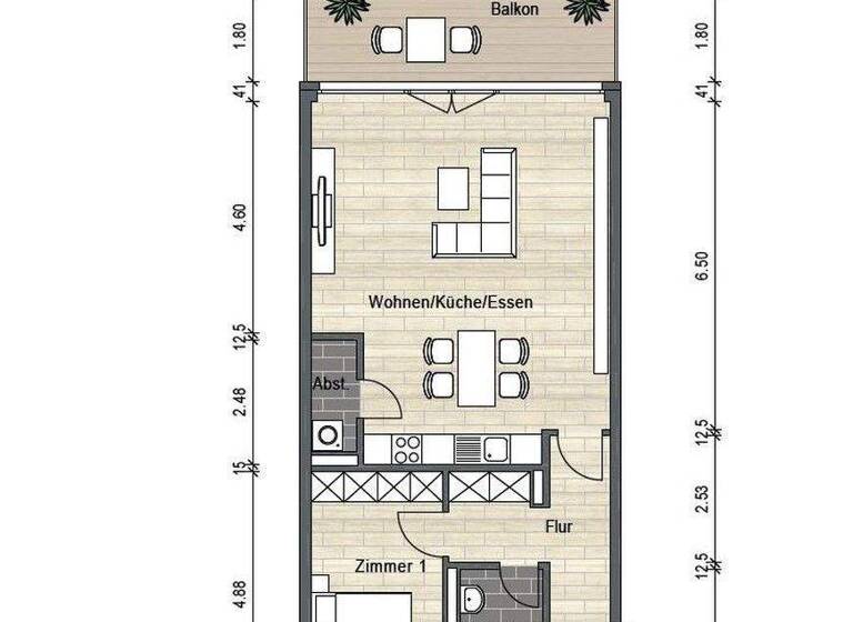 Wohnung zur Miete 1.100 € 2 Zimmer 72,4 m² 1. Geschoss Flakenstr. 24 Erkner 15537