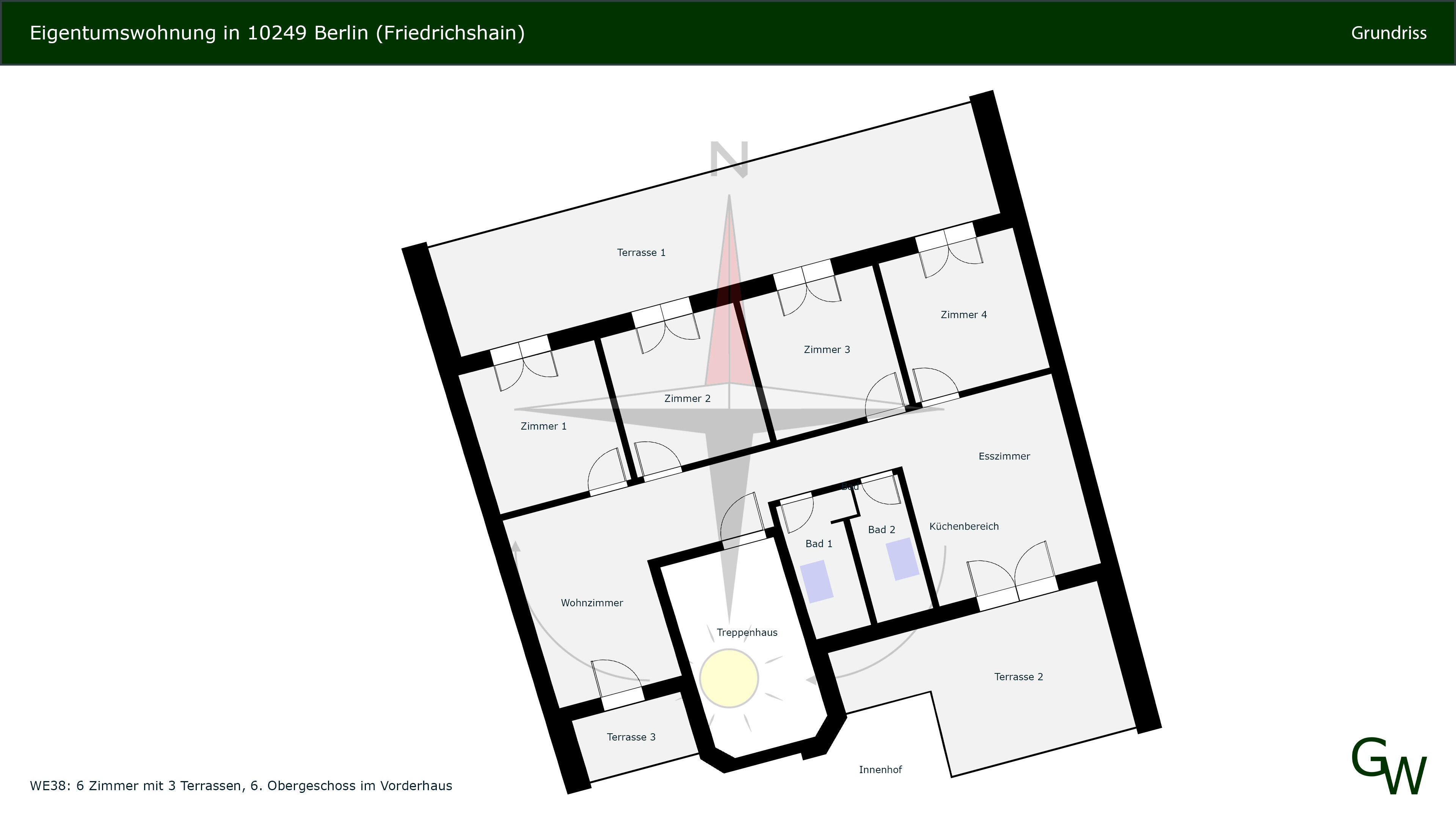 Wohnung zum Kauf 999.500 € 6 Zimmer 139,3 m²<br/>Wohnfläche 6.<br/>Geschoss Landsberger Allee 16 Friedrichshain Berlin 10249