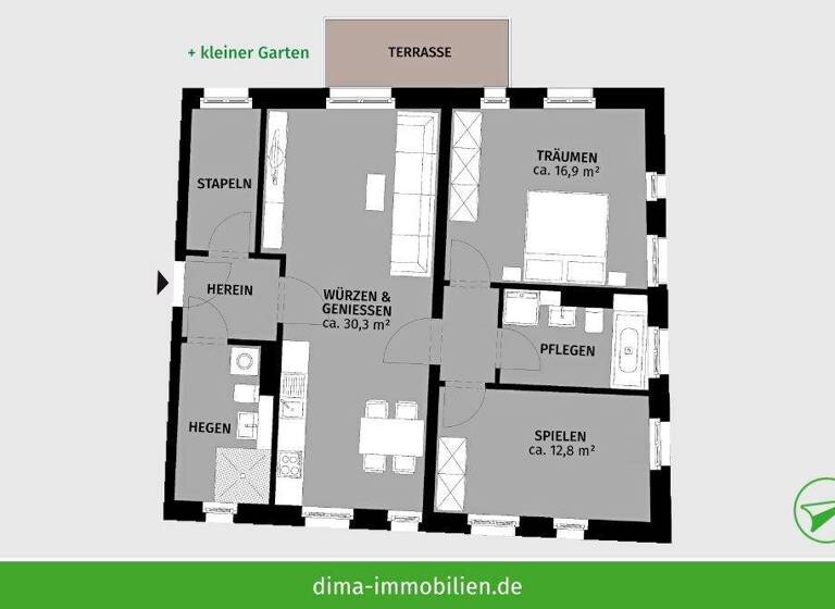 Terrassenwohnung zur Miete - Erstbezug 1.397 € 3 Zimmer 87,3 m² EG frei ab 01.05.2026 Untere Mühlenstraße 8 Böhlitz-Ehrenberg Leipzig 04178