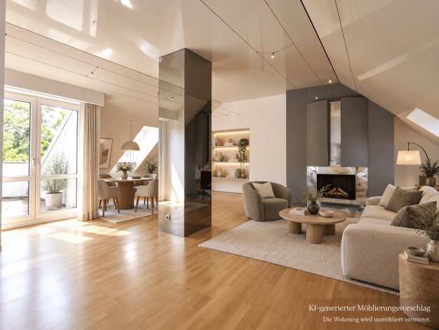 Penthouse zur Miete 1.790 € 2 Zimmer 125,8 m² Geschoss 3/3 frei ab sofort Bogenhausen München 81929