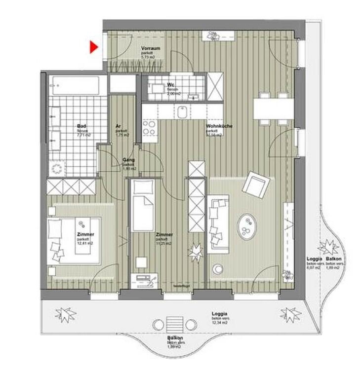 Wohnung zum Kauf 550.000 € 3 Zimmer 99 m²<br/>Wohnfläche Wien 1210