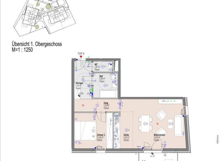Wohnung zum Kauf - Neubau 283.900 € 2 Zimmer 61,7 m² 1. Geschoss Elisabeth Bollenberger - Gasse 10-14 Wiener Neustadt 2700