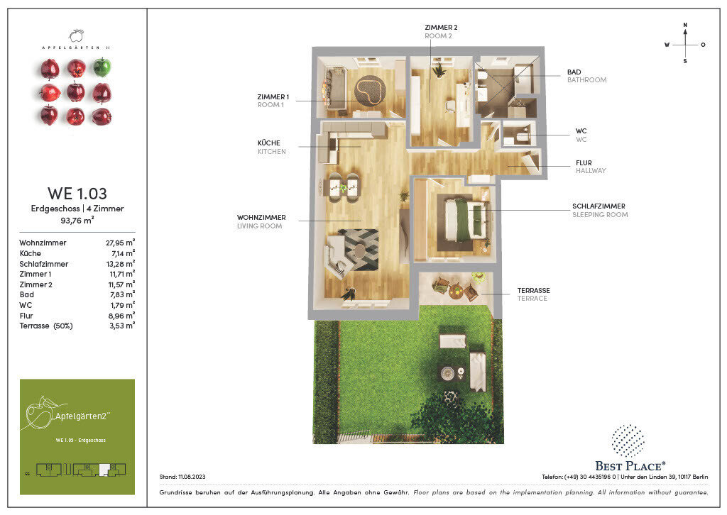 Wohnung zum Kauf provisionsfrei 710.000 € 4 Zimmer 93,8 m²<br/>Wohnfläche EG<br/>Geschoss ab sofort<br/>Verfügbarkeit Speierlingstraße 46 Bierstadter Flur Wiesbaden 65191