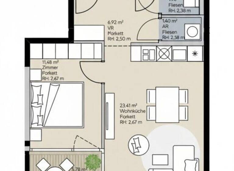 Wohnung zur Miete 1.299 € 2 Zimmer 49,7 m² 12. Geschoss Wien 1220