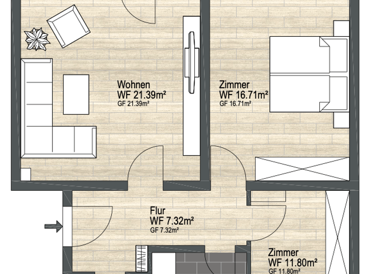 Wohnung zum Kauf 119.000 € 3 Zimmer 75 m² Stadtgebiet Wolfenbüttel 38304