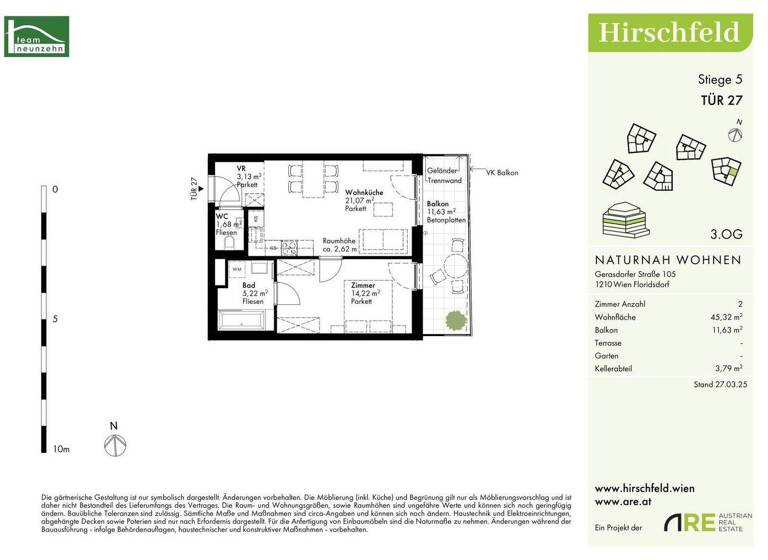 Wohnung zum Kauf - Erstbezug provisionsfrei 285.000 € 2 Zimmer 45,3 m² 3. Geschoss Gerasdorfer Straße 105 Wien 1210