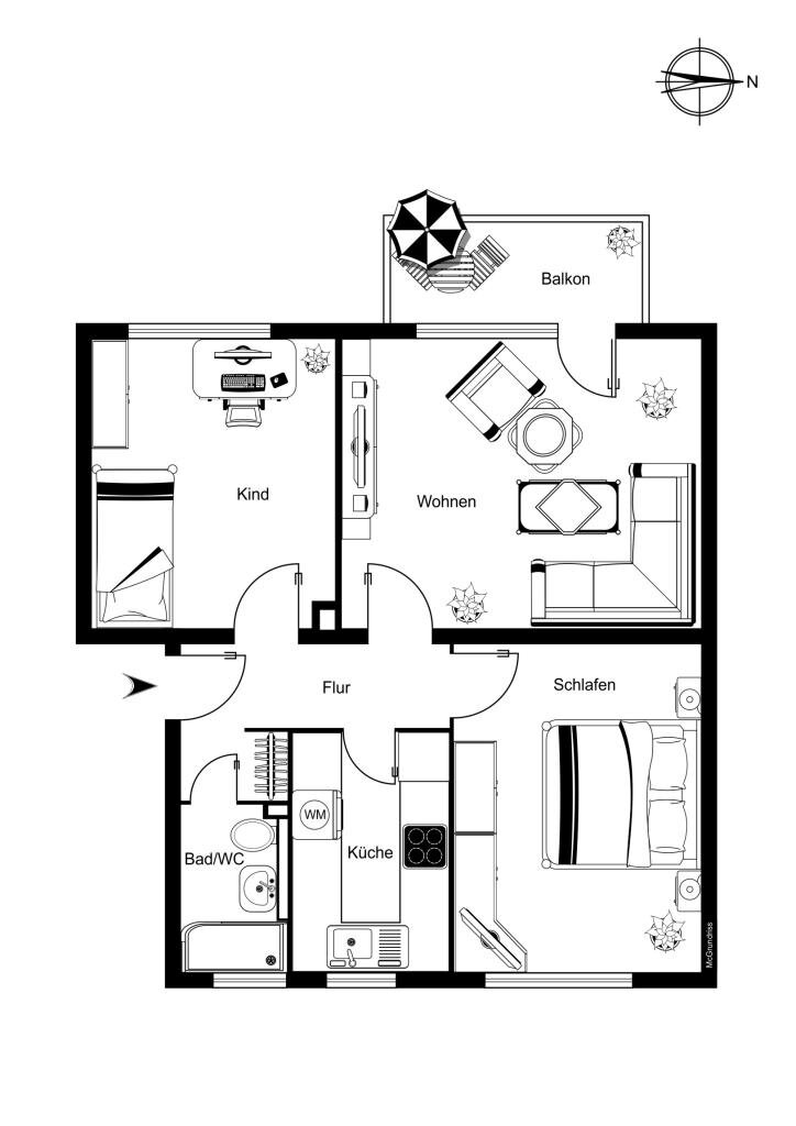 Wohnung zum Kauf 210.000 € 3 Zimmer 64,7 m²<br/>Wohnfläche 1.<br/>Geschoss Alt - Reinbek Reinbek 21465