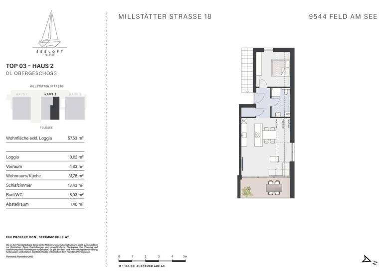Wohnung zum Kauf provisionsfrei 690.000 € 2 Zimmer 57,5 m² 1. Geschoss Millstätterstrasse 18 Feld am See 9544