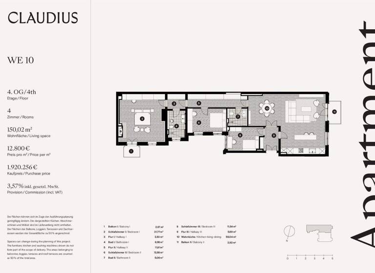 Wohnung zum Kauf 1.650.000 € 4 Zimmer 150 m² 4. Geschoss Claudiusstraße 8 Hansaviertel Berlin 10557