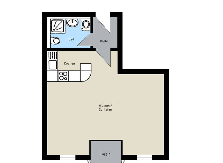 Wohnung zum Kauf 147.500 € 1 Zimmer 37,6 m²<br/>Wohnfläche 3.<br/>Geschoss Schleußig Leipzig 04229