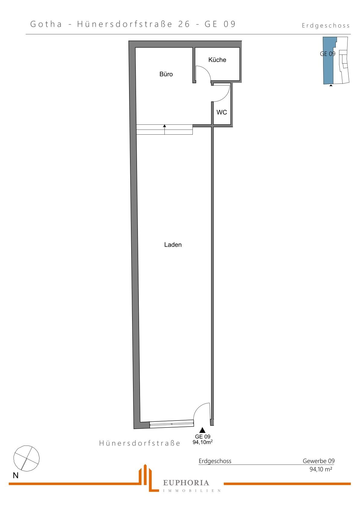 Laden zur Miete provisionsfrei 2 Zimmer 94,1 m²<br/>Verkaufsfläche Mitte Gotha 99867